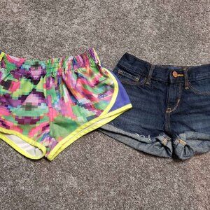 Lot of 2 - Youth Girls Nike & Old Navy Shorts Size 8 & Large Denim Active / A21